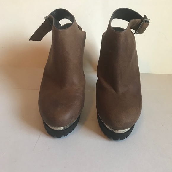 All Saints Brown Leather Strap Clog Heels Size 39 (EUR) - Picture 2 of 7